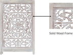 Wooden Foldable Pet Dog Safety Gate - 3 Panel 20" W x 24" H - Hand Carved Suzani Free Standing Portable Indoor Puppy Gate - Doorway Hall Stairs Dog Fence - Assembled - White Wash - IRONGATE