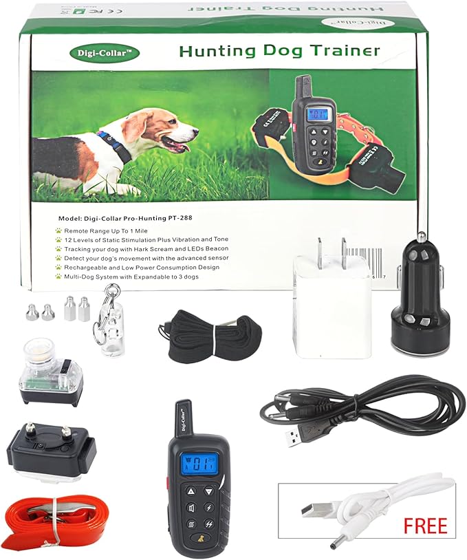 Hunting Dog Training Collar - Exclusive Hawk Sound Beeper & LED Beacon, Dual E-Collars with Training & Tracking,1 Mile Long Range, Waterproof & Rechargeable, Locating/Tone/Vibration/Shock