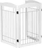 Spirich Freestanding Wire Pet Gate for Dogs, Tall Dog Gate for The Houes, Doorway, Stairs, Pet Puppy Safety Gate with Sliver Wire 60 Inches Extra Wide, 30 Inches Tall, 3 Panels, White