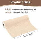 uxcell Self-Adhesive Cat Scratching Mat, 2 Roll 39.4" x 11.8" Couch Protector from Cat Claws for DIY Sofa, Wall, Doors, Cut Anti Cat Scratch Pad Carpet Mat, Khaki