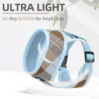 PUPTECK Soft Mesh Dog Harness and Leash Set Pet Puppy Cat Comfort Padded Vest No Pull Harnesses, Blue&Brown, S