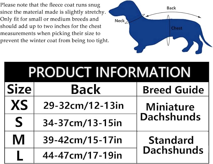 Dachshund Coats Waterproof Suitable for Dachshunds Sausage Weiner Dog Winter Coat Padded Fleece Puppy Snowsuit with Adjustable Bands Reflective Stripe - Plaid Purple - S