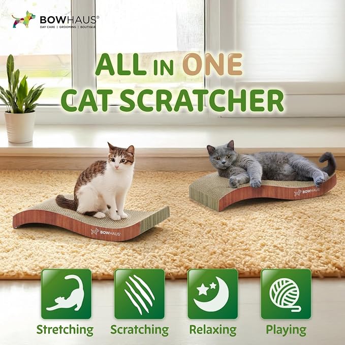 Curved Cat Scratcher Cardboard, Reversible Scratcher, Durable & Long-Lasting, Cat Cardboard Scratcher, Large Cat Scratching Pad, Scratching Board, Curving Scratch Pad for Indoor Cats, Brown