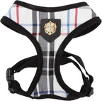Puppia Junior Over-The-Head Dog Harness Checkered Pattern No Choke No Pull Adjustable Chest Belt Walking Training for Small and Medium Dog, Black, X-Large