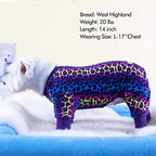 KYEESE Dog Pajamas Stretchy Pet Jammies Coat Comfy Pet Onesie Costume Velvet Dog Pajamas Small Sized Dogs Soft Dogs Clothes Pjs with Leopard Pattern, Large