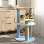 Moon & Star Themed Cat Tree Tower, 29" Tall, Cute Cat Tree for Indoor Cats, 4-Tier Cat Tree Tower for Indoor Cats with Jute Scratching Posts (Blue)