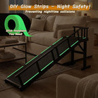 73" Dog Ramp for Bed,Birchwood Pet Ramp with Removable Side Rail and Non-Slip Surface, Pet Ramp for Small & Large Dogs with Rest Platform and DIY Glow Strips,Dog Stairs for Couch, Black