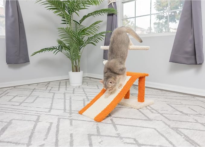 AeroMark Armarkat Model X2101 Two-Level Real Wood Cat Scratcher, Beige/Orange