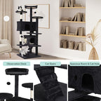 Dkeli Cat Tree for Indoor Cats Condo Tower with Scratching Post Tease Ball Perches Platform Small and Medium 54 Inch Multi-Level, Dark Gray