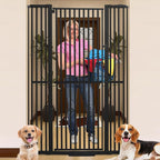 71 Inch Extra Tall Pet Gate for Cats, 29.5-48" Adjustable Wide Dog Gates, Pressure Mounted Walk Through Tall Cat Gate for Doorways,Hallway,Stairs,House（Black）