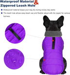 Dog Winter Coat, Waterproof Dog Jacket with Leash Hole, Reflective Adjustable Pet Snow Vest, Warm Fleece Sweater for Small Medium Large Dogs - Purple, 3XL