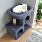 Tangkula Small Cat Tree for Indoor Cats, 25.5 Inch Cat Tower with Sisal Scratching Posts, 2 Large Cat Condos with Padded Top Perch, Modern Cat Climbing Furniture for Adult Cats & Kittens (Dark Gray)