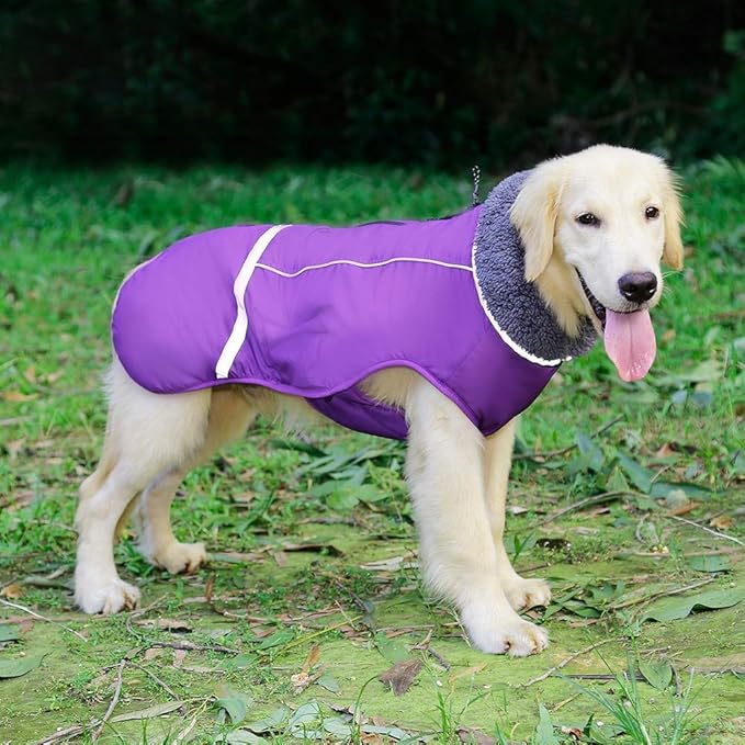 QBLEEV Warm Dog Coat Reflective Jacket, Waterproof Winter Coat Turtleneck Clothes for Cold Weather, Thick Fleece Dogsnowsuit Christmas Vest for Small&MXL Dogs