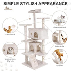 70" Multi-Level Cat Tree Tower with Scratching Posts, Toys & Condo - Space-Saving Design for Indoor Kittens, Compact Floor Footprint & Vertical Space for Multi-Cat Homes-Beige