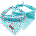 Lionet Paws Summer Dog Bandanas 2 Pack, Blue Washable Dog Triangle Bibs Scarf Dog Kerchief,Adjustable Triangle Holiday Scarves for Medium Large Extra Large Dogs Pets, Ball&StarFish