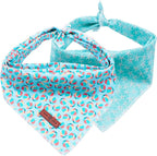 Lionet Paws Summer Dog Bandanas 2 Pack, Blue Washable Dog Triangle Bibs Scarf Dog Kerchief,Adjustable Triangle Holiday Scarves for Medium Large Extra Large Dogs Pets, Ball&StarFish
