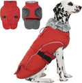 DENTRUN Winter Warm Dog Coat Reflective Jacket with Turtleneck for Cold Weather, Adjustable Buckle Windproof Water Repellent, Thick Snowsuit Fleece Vest for Small, Medium, Large Dogs, Red, M