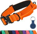 Joytale Tactical Dog Collar for X-Large Dogs with Control Handle, Heavy Duty Military Training Collar for Power Breeds, AirTag Holder Case, Quick Release Metal Buckle, Soft Padded, XL, Orange