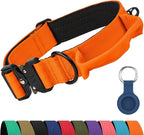 Joytale Tactical Dog Collar for Large Dogs with Control Handle, Heavy Duty Military Training Collar for Power Breeds, AirTag Holder Case, Quick Release Metal Buckle, Soft Padded, L, Orange