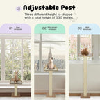 Cat Window Perch with Thick Sisal Scratching Post, Cat Hammock for Window, 53.5" Adjustable Tall Cats Scratching Post with 2 Upgrade Suction Cups, Cats Window Bed with Fluffy Cushion, Sisal