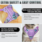BARKBAY No Pull Dog Harness Large Reflective Dog Harness with Front Clip and Easy Control Handle for Walking Training Running with ID tag Pocket(Lavender Sky,XS)