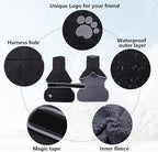 Geyecete Dog Winter Coat Geyecete Greyhound Raincoat Fabric with Lamb Velvet Inside Outdoor Dog Apparel with Adjustable Bands for Medium, Large Dog-Black-XL