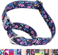 Martingale Dog Collars for Medium Dogs, No-Slip Escape Proof Choke No Pull Cinch Soft Nylon Dog Training Collars Adjustable for Small Medium Large Breed Pet Dogs, Purple Floral M