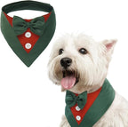 FUAMEY Dog Tuxedo Christmas for Small Dogs,Dog Formal Suit Dogs Attire Pet Bow Tie Puppy Party Costumes Cat Tux Outfits Pets Bandana Cosplay Adjustable Bowties Christmas Green Red S