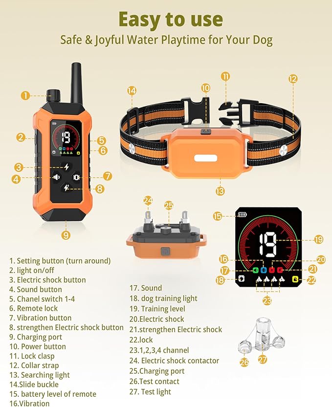 Shock Collar for Dogs 3 Pack (5–150Lbs), 4400FT Waterproof 3 Dog Training Collar with Remote Control 5 Training Modes Rechargeable Electric Dog Collar with Light, E collars for Small Medium Large Dogs