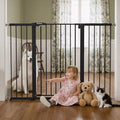 Mumeasy 36" Extra Tall Baby Gate for Doorways, 29.7"-57" Extra Wide Dog Gate for Stairs, Pressure Mounted Auto Close Pet Safety Gate with Easy Walk Thru Door, Large Indoor Child Gate for House, Black