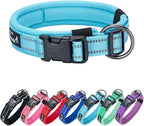 EXCELLENT ELITE SPANKER Reflective Dog Collar Classic Soft Padded Breathable Nylon Adjustable Pet Collar with Quick Release Buckle for Boy Girl Male Female Small Medium Large Dogs Training(LBLU-L)