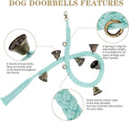 Dog Bell for Door Potty Training, Cotton Handwoven Dog Doorbell with 6 Extra Loud Bells for Dog Training, Adjustable Hanging Door Bell for Small Medium Large Dogs to Ring to Go Outside, LightGreen