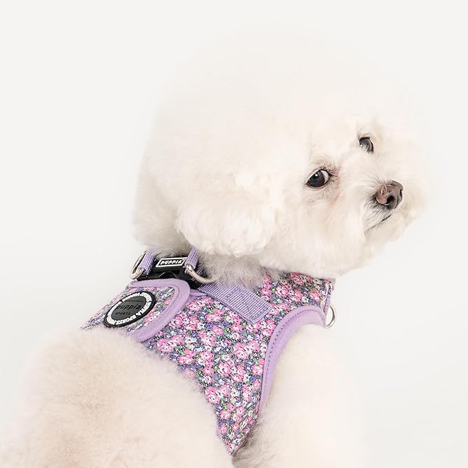 Puppia Kealoha Dog Vest Harness B (Step-in) Fashionable Flower Pattern Spring Summer Harness for Small and Medium Dogs, Violet, X-Large