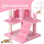 70" Multi-Level Cat Tree Tower with Scratching Posts, Toys & Condo - Space-Saving Design for Indoor Kittens, Compact Floor Footprint & Vertical Space for Multi-Cat Homes-Pink