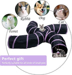 EGETOTA Cat Tunnel for Indoor Cats Large, with Play Ball S-Shape 4 Way Collapsible Interactive Peek Hole Pet Tube Toys, Puppy, Kitty, Kitten, Rabbit (S4 - Black & Pink)
