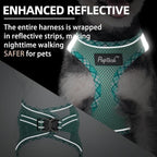 PUPTECK Dog Harness and Leash Set for Small Medium Dogs No Pull Step-in Soft Mesh Puppy Cat Vest Harnesses Reflective at Night, Upgraded New Green S