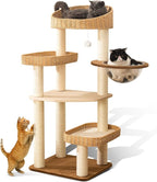Modern Cat Tree Tower, Hand-Woven Condo for Large Cats with Sisal Scratching Post, Cute Cats Furniture Activity Center