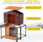 Aivituvin Heated Dog House Outdoor with Anti-Bite Metal Frame Insulated Indoor Dog Kennel 41.6'L Large Dog Cage for Small Medium Large Dogs with Heater and Insulated Liner for Winter
