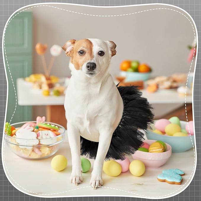 Dog Tutu Tulle Tutu for Dogs Small Large Medium Puppy Dress Ballerina Costume Skirt for Holiday Puppy Cats Bunny Pet Outfit Birthday Wedding Party Photo Prop Supplies(Black)