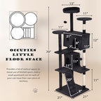 Heavy Duty Cat Tree Tower, 70" Tall Cat Tower for Indoor Cats with Cat Scratching Post with Bed, Cat Condo, Hanging Ball, Multi-Level Cat Climbing Tower Cat Trees Furniture Activity Center, Dark Grey