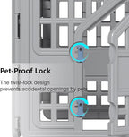 DRATO Dog Pet Playpen Gate for Dogs Cats Safe Secure Indoor Outdoor Pet Fence with Gate Easy to Clean Keep Pets Secure (Gray, 33.54 * 33.54 * 23.82, 4)