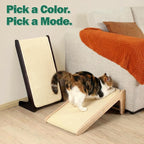 Zakkart L-Shaped Sisal Cat Scratcher, 24.8'' Tall Convertible 70° Vertical Scratching Pad & 20° Ramp Scratcher, Natural Sisal Mat, Solid Wood Frame, Helps Protect Furniture, Easy Assembly (Natural)