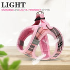 EXPAWLORER Classic Plaid Puppy Harness - Small Dog Harness and Leash Set - Dog Collar and Leash Set with AirTag Holder, Soft Padded Step in Dog Vest Harness No Pull Reflective for Outdoor, Pink XXS