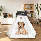 Asou Dog Teepee Pet Tent Portable Dog Houses Puppy Teepee Cat Bed with Thick Cushion
