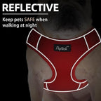 PUPTECK Small Dog Harness and Leash Set, No Pull Adjustable Puppy Cat Harness, Reflective Soft Mesh Pet Vest Small Sized, Red, M