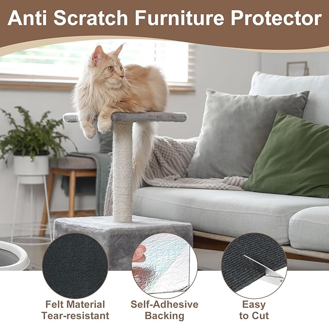 uxcell Self-Adhesive Cat Scratching Mat, 1 Roll 23.6" x 11.8" Couch Protector from Cat Claws for DIY Sofa, Wall, Doors, Cut Anti Cat Scratch Pad Carpet Mat, Dark Gray