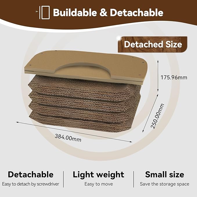Cat Scratcher House, Cozy Cardboard Design, Safe and Secure for Kittens, Eco-Friendly,Plain Board (Square)