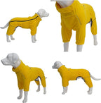 Lovelonglong Warm Dog Coat, Windproof Dog Jacket for Small Medium Large Dogs, 4 Legged Fleece Dog Winter Coat Zippered Closure Dog Outdoor Jacket Yellow XXXL