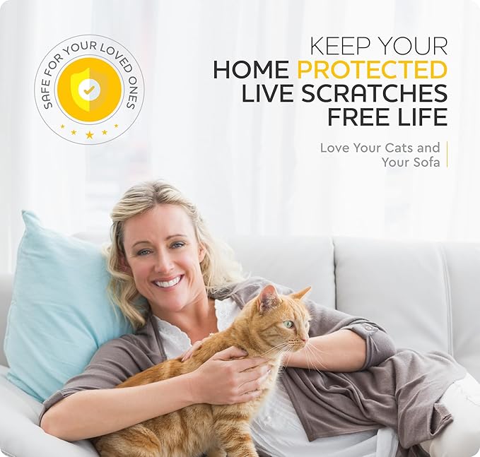 10-Pack Furniture Protectors From Cats Scratch, Couch Protector for Cats, Anti Cat Scratch Furniture Protector, Couch Guard for Cats - Sofa Corner Scratching Training Tape Deterrent Made In USA