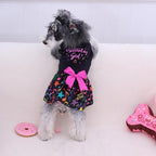 CuteBone Birthday Dog Dresses Velvet Holiday Small Dogs Clothes Onesie Pet Apparel Girl Puppy Skirt with Bow Hair Rope CVA50L-D